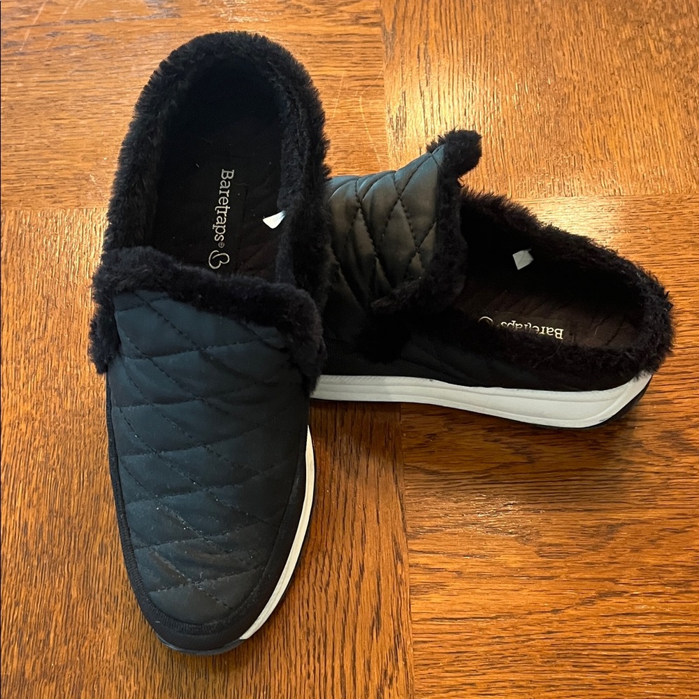 BareTraps Black Quilted Slip-On Mules